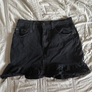 Black Denim Ruffle Skirt